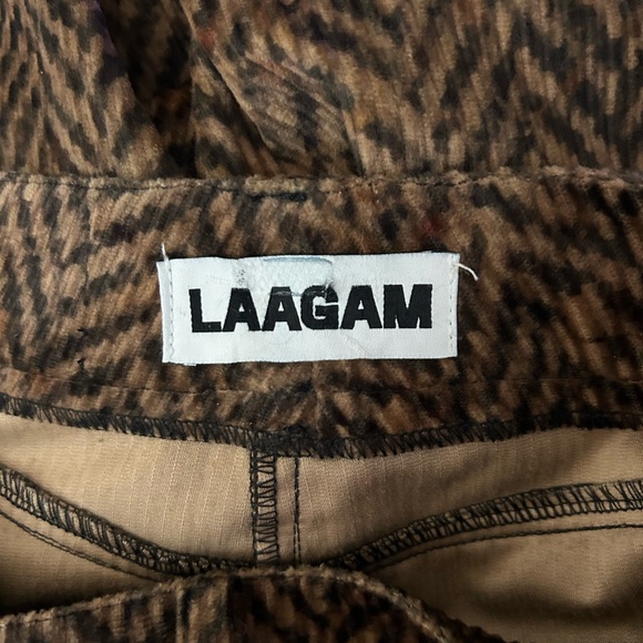 Women's Brown Herringbone Corduroy Straight Leg Pants - Picture 6 of 7